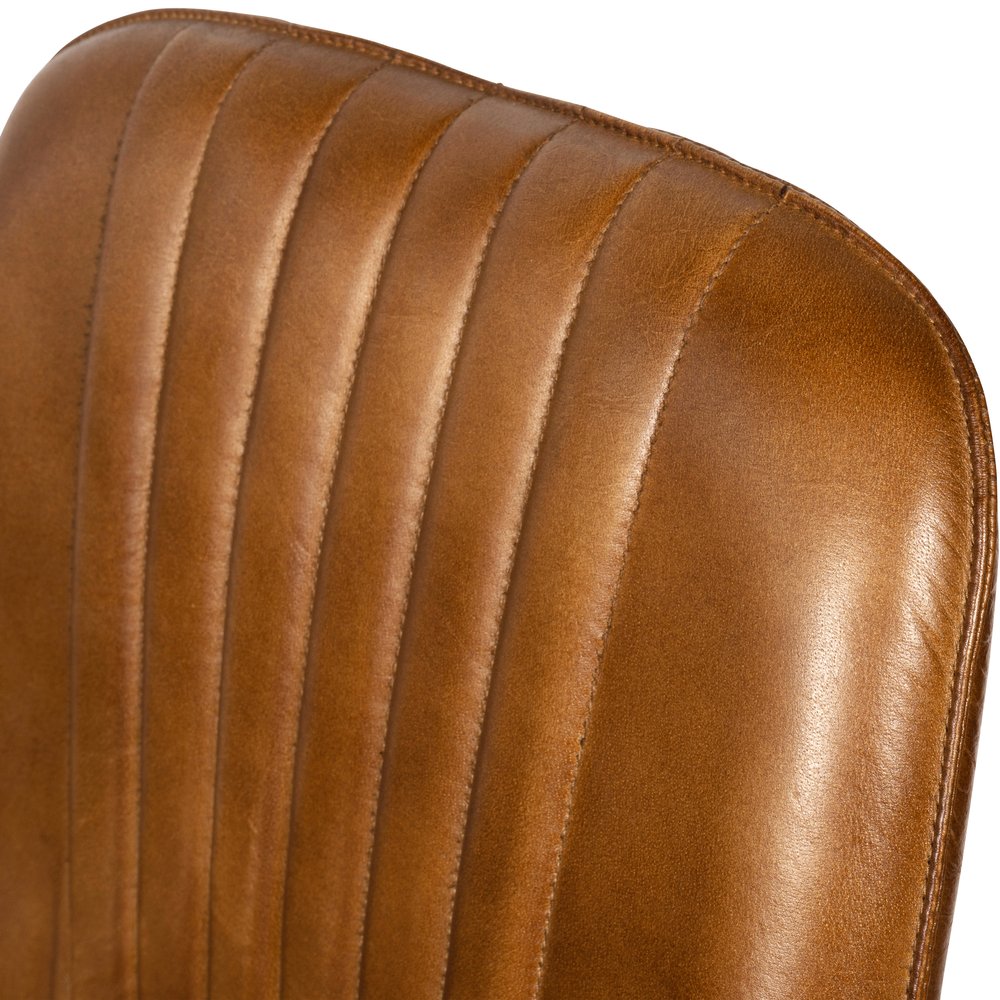 Libra Interiors Pair of Pembroke Leather Bar Stools in Cognac