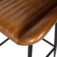 Libra Interiors Pair of Pembroke Leather Bar Stools in Cognac