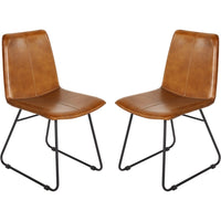 Libra Interiors Pair of Robinson Leather Dining Chairs in Cognac