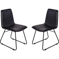 Libra Interiors Pair of Robinson Leather Dining Chairs in Charcoal