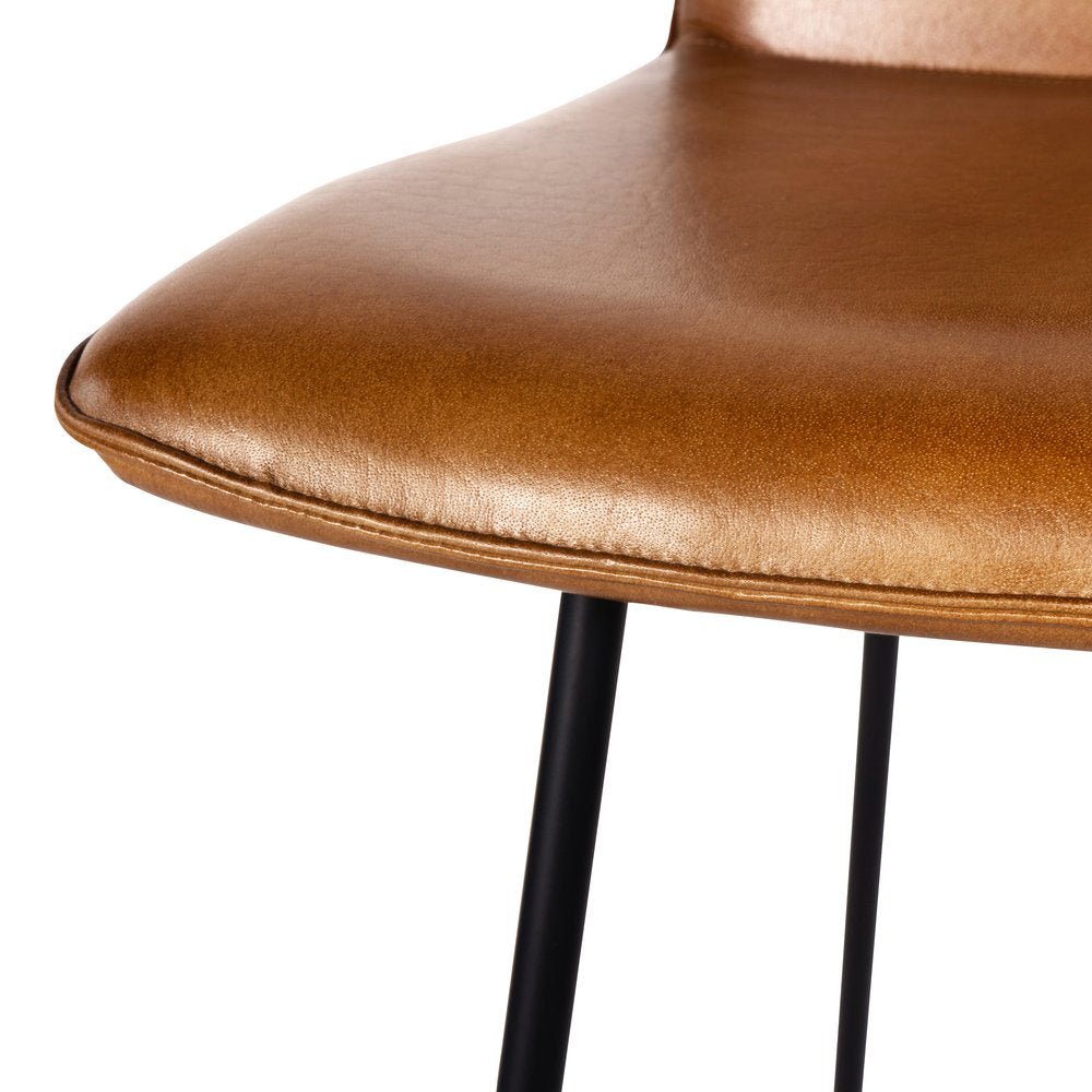 Libra Interiors Pair of Robinson Leather Bar Stools in Cognac