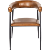 Libra Interiors Pair of Churchill Leather Dining Chairs in Cognac