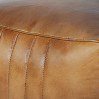 Libra Interiors Cube Leather Pouffe in Cognac