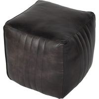 Libra Interiors Cube Leather Pouffe in Charcoal