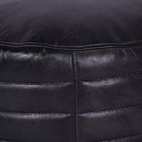 Libra Interiors Round Leather Pouffe in Charcoal