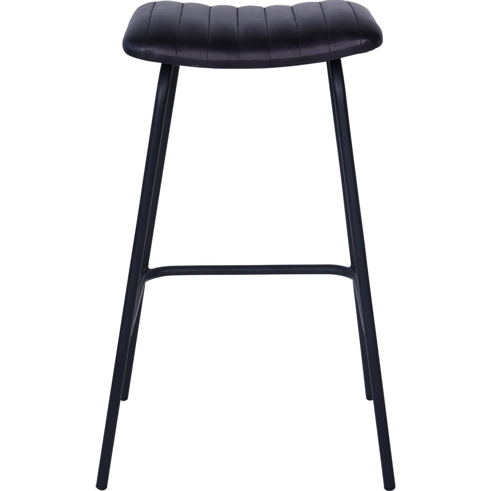 Pair of Arthur Leather Bar Stools - Charcoal Libra 1