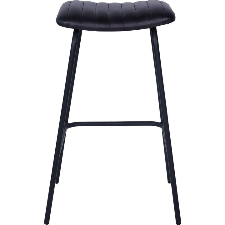 Pair of Arthur Leather Bar Stools - Charcoal Libra 1