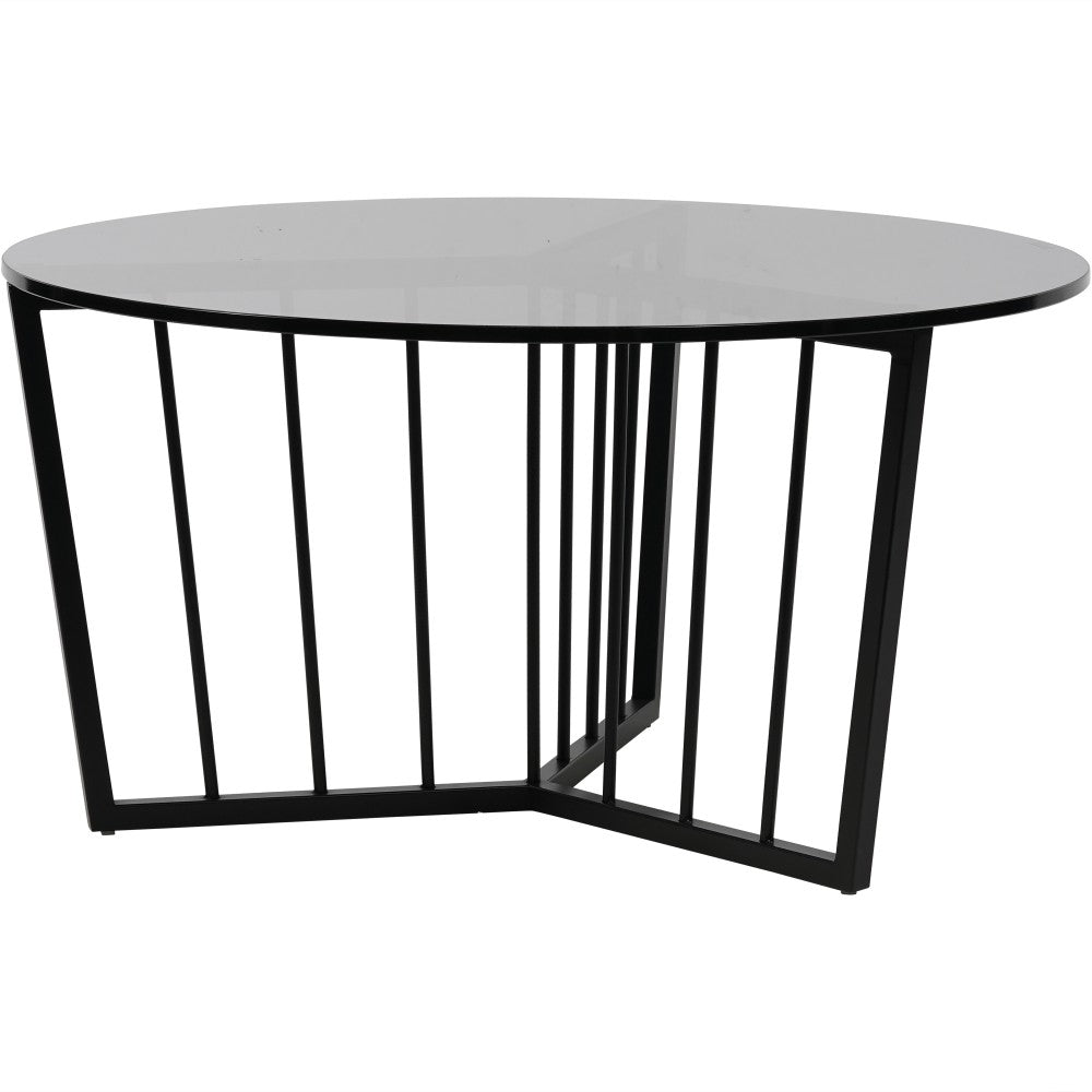  Libra-Libra Interiors Abington Black Frame and Tinted Glass Round Coffee Table - 80cm-Black 701 