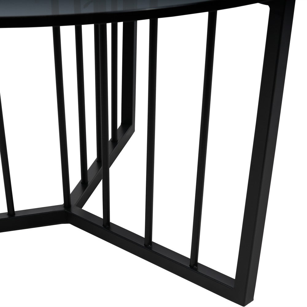  Libra-Libra Interiors Abington Black Frame and Tinted Glass Round Coffee Table - 80cm-Black 101 