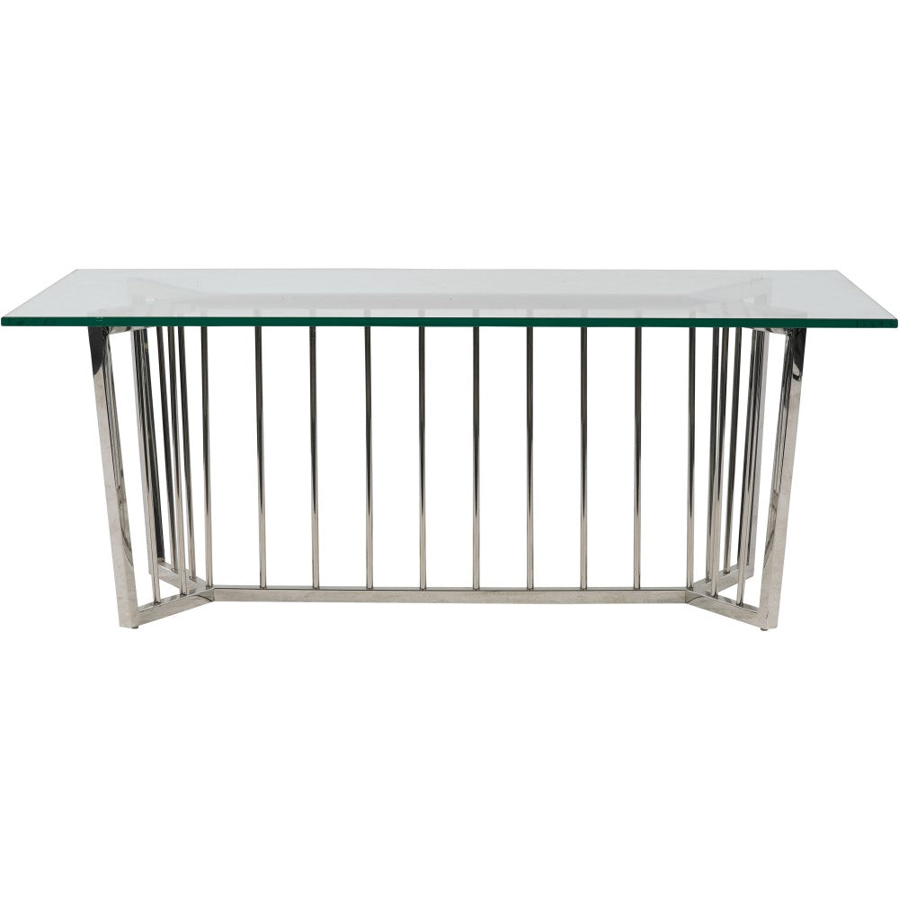 Libra Interiors Abington Stainless Steel Frame and Clear Rectangular Coffee Table