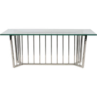 Libra Interiors Abington Stainless Steel Frame and Clear Rectangular Coffee Table