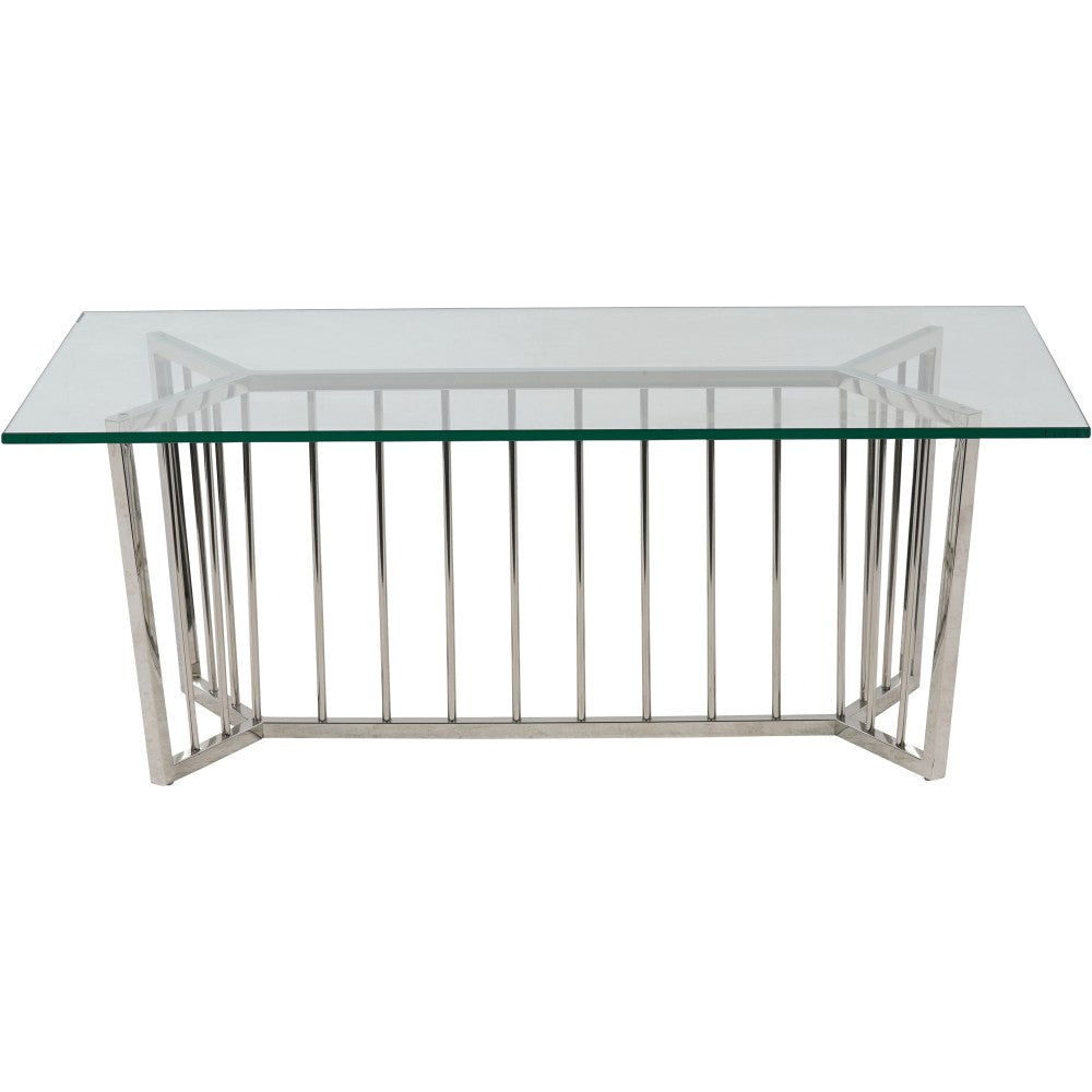 Libra Interiors Abington Stainless Steel Frame and Clear Rectangular Coffee Table