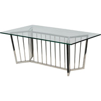 Libra Interiors Abington Stainless Steel Frame and Clear Rectangular Coffee Table