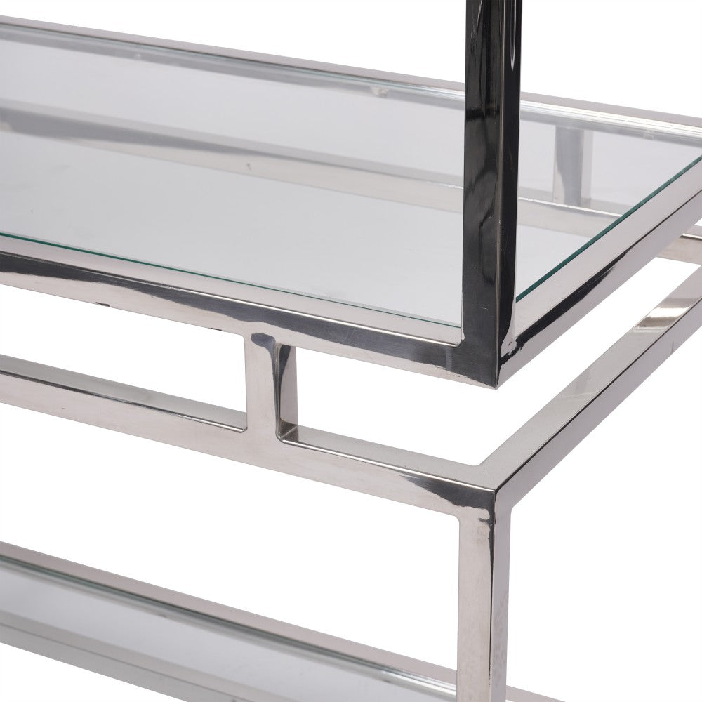 Libra Interiors Abington Stainless Steel Frame and Clear Large Display Unit