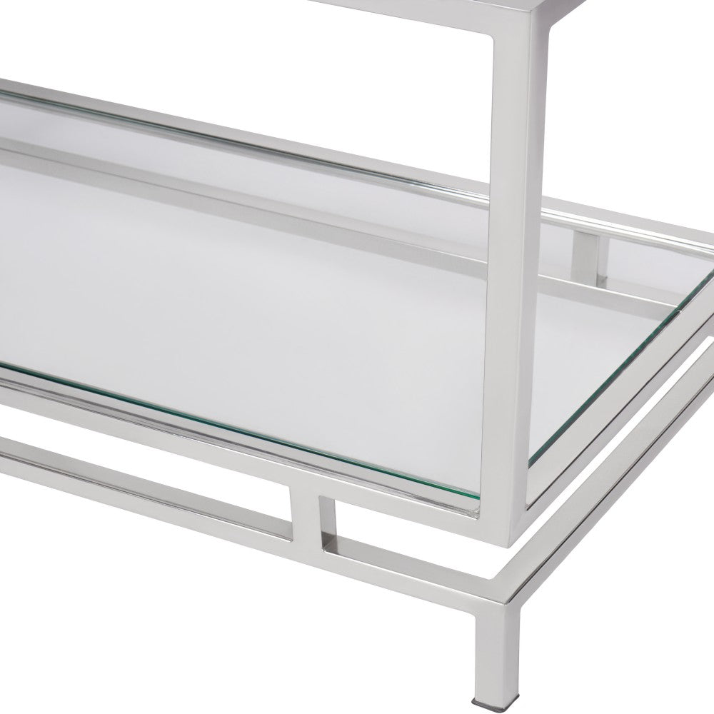  Libra-Libra Interiors Abington Stainless Steel Frame and Clear Large Display Unit-Clear 813 
