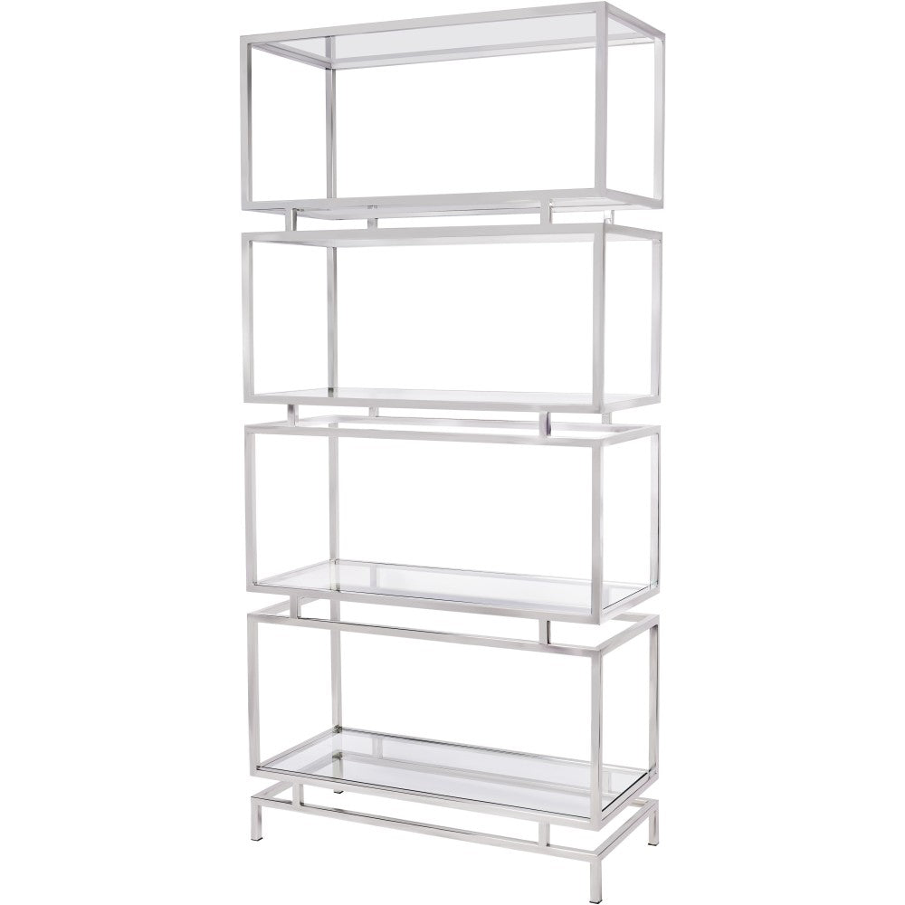  Libra-Libra Interiors Abington Stainless Steel Frame and Clear Large Display Unit-Clear 013 