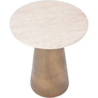 Libra Interiors Clifton Antique Brass and Light Travertine Side Table