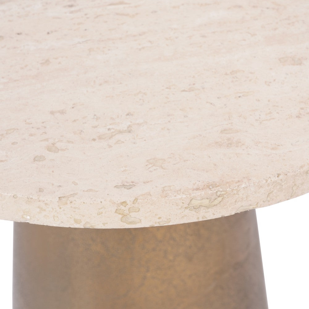 Libra Interiors Clifton Antique Brass and Light Travertine Side Table