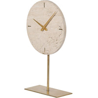 Libra Interiors Light Travertine Mantle Clock On Stand