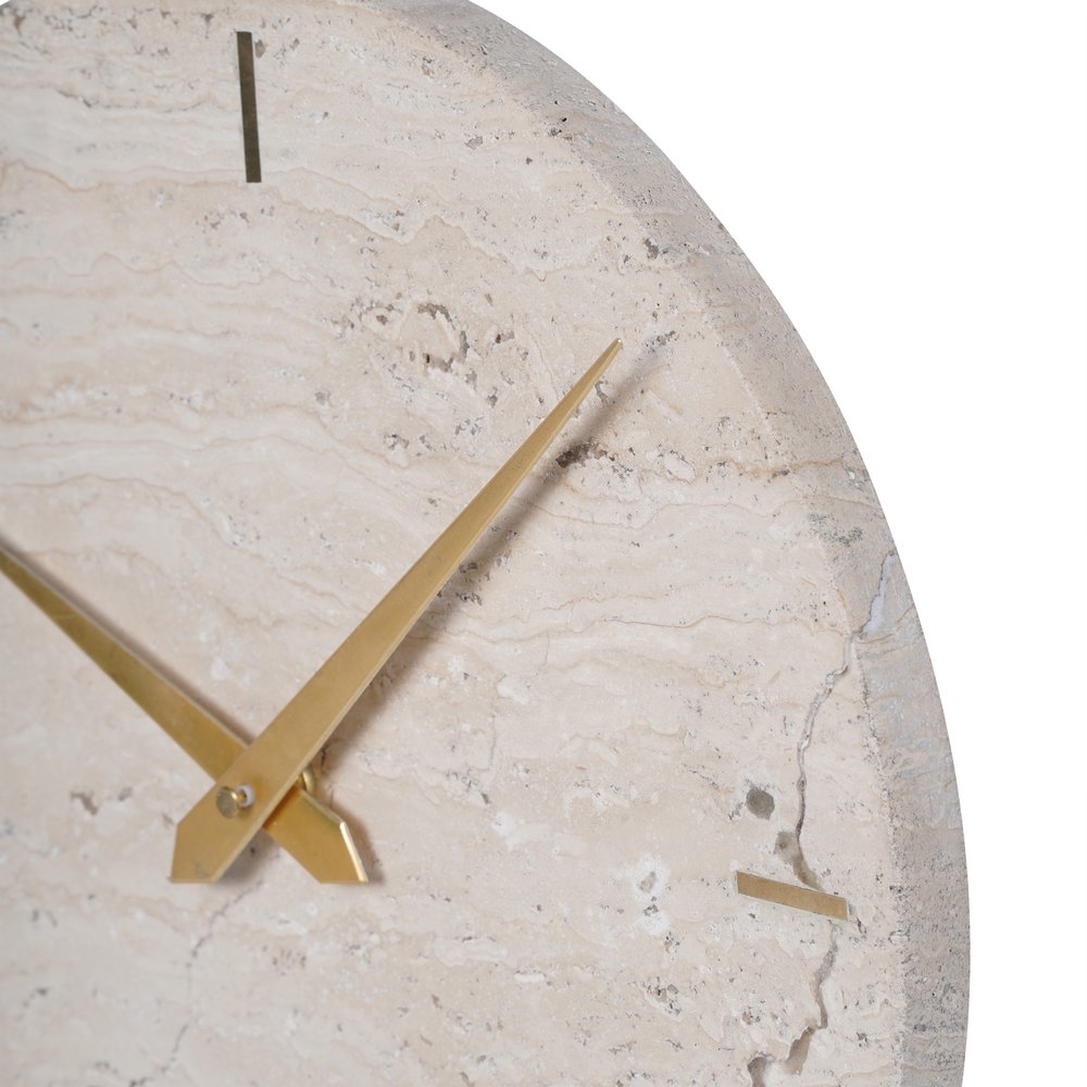 Libra Interiors Light Travertine Mantle Clock On Stand