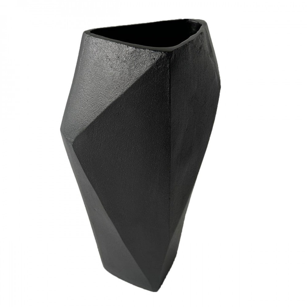 Libra Interiors Cast Aluminium Faceted Vase in Black