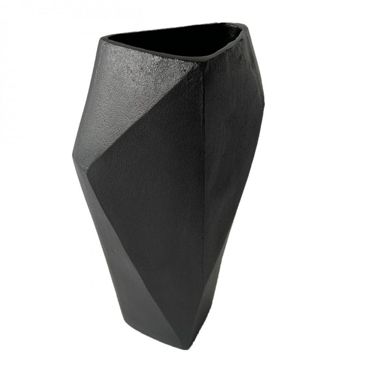 Cast Aluminium Faceted Vase - Black Libra 3
