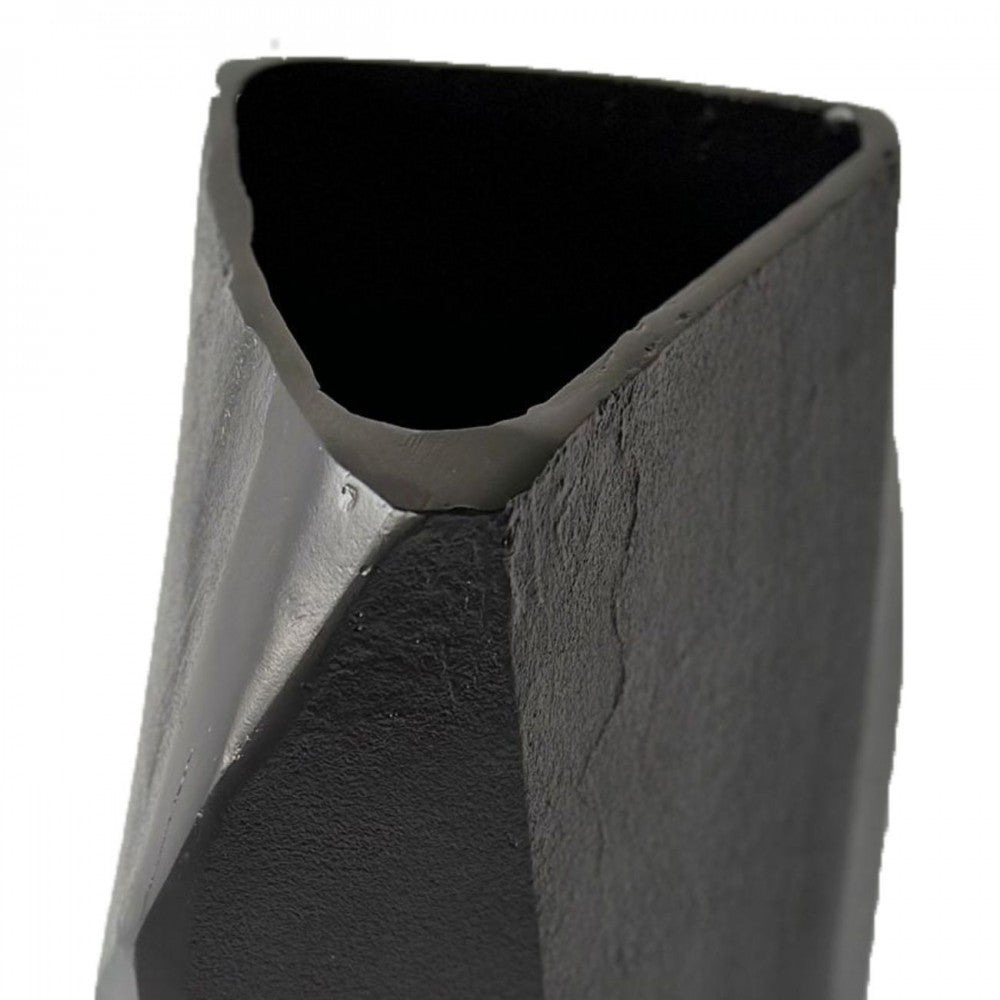 Libra Interiors Cast Aluminium Faceted Vase in Black