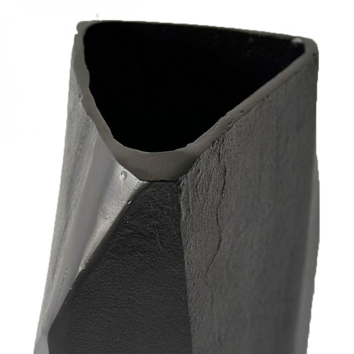 Cast Aluminium Faceted Vase - Black Libra 4