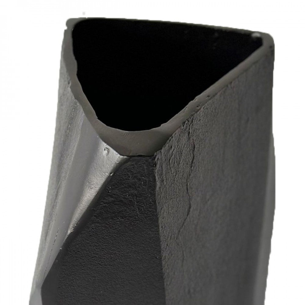 Libra Interiors Cast Aluminium Faceted Black Vase