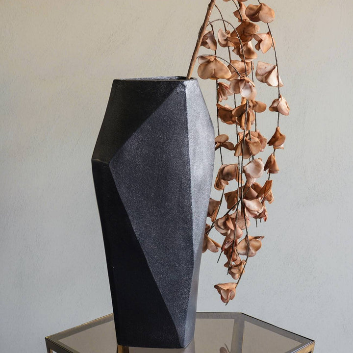 Cast Aluminium Faceted Vase - Black Libra 2