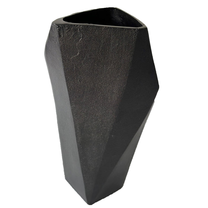 Cast Aluminium Faceted Vase - Black Libra 1