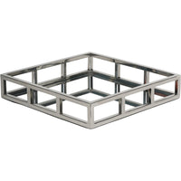 Libra Interiors Medium Square Mirror Tray in Shiny Silver Finish