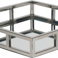 Libra Interiors Medium Square Mirror Tray in Shiny Silver Finish