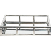 Libra Interiors Medium Square Mirror Tray in Shiny Silver Finish