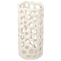 Libra Interiors Ecomix White Cutwork Glass Hurricane