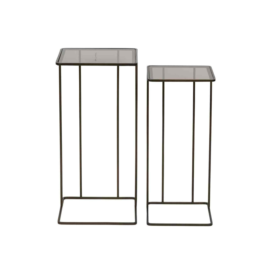 Salzburg Set of 2 Side Tables - Glass & Metal Libra 1