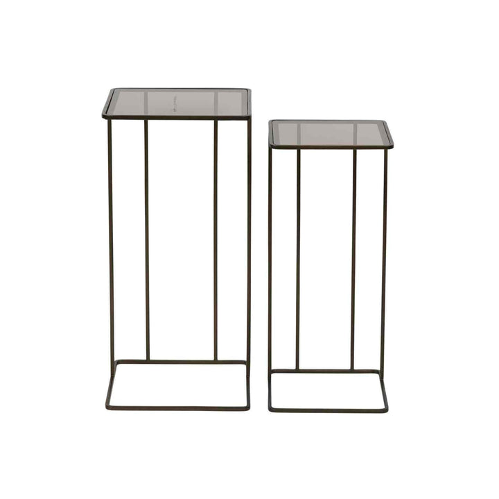 Salzburg Set of 2 Side Tables - Glass & Metal Libra 1