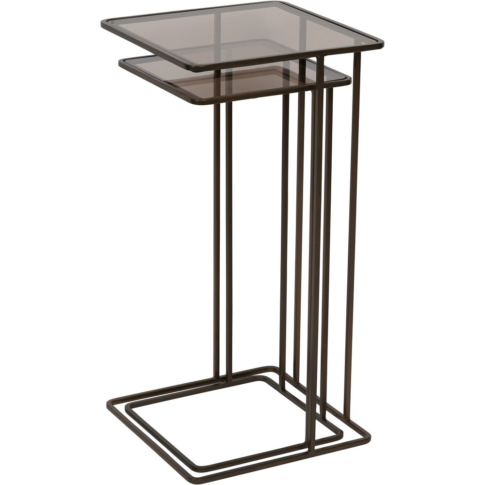 Libra Interiors Salzburg Set of 2 Glass and Metal Side Tables