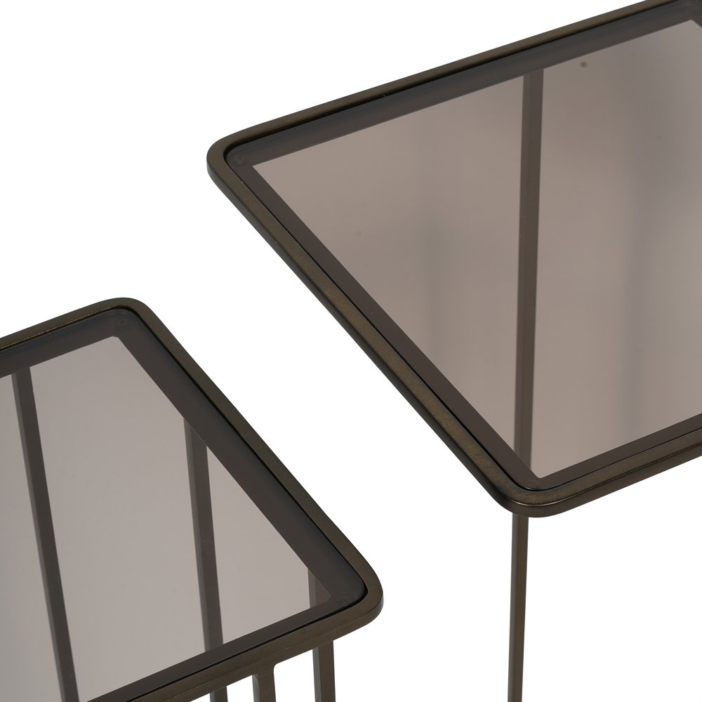 Libra Interiors Salzburg Set of 2 Glass and Metal Side Tables