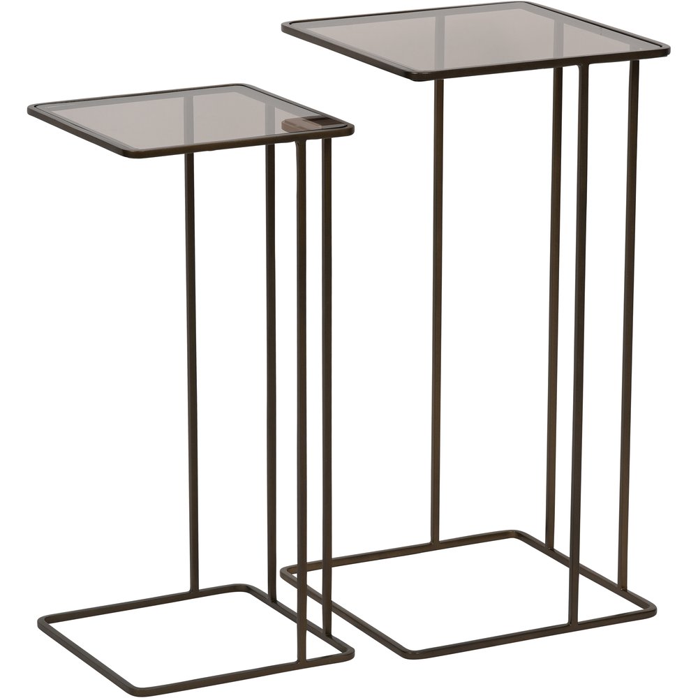 Libra Interiors Salzburg Set of 2 Glass and Metal Side Tables