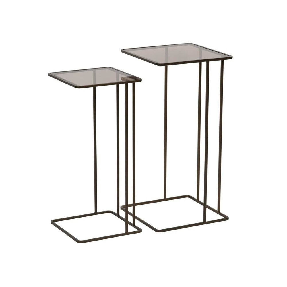 Salzburg Set of 2 Side Tables - Glass & Metal Libra 2