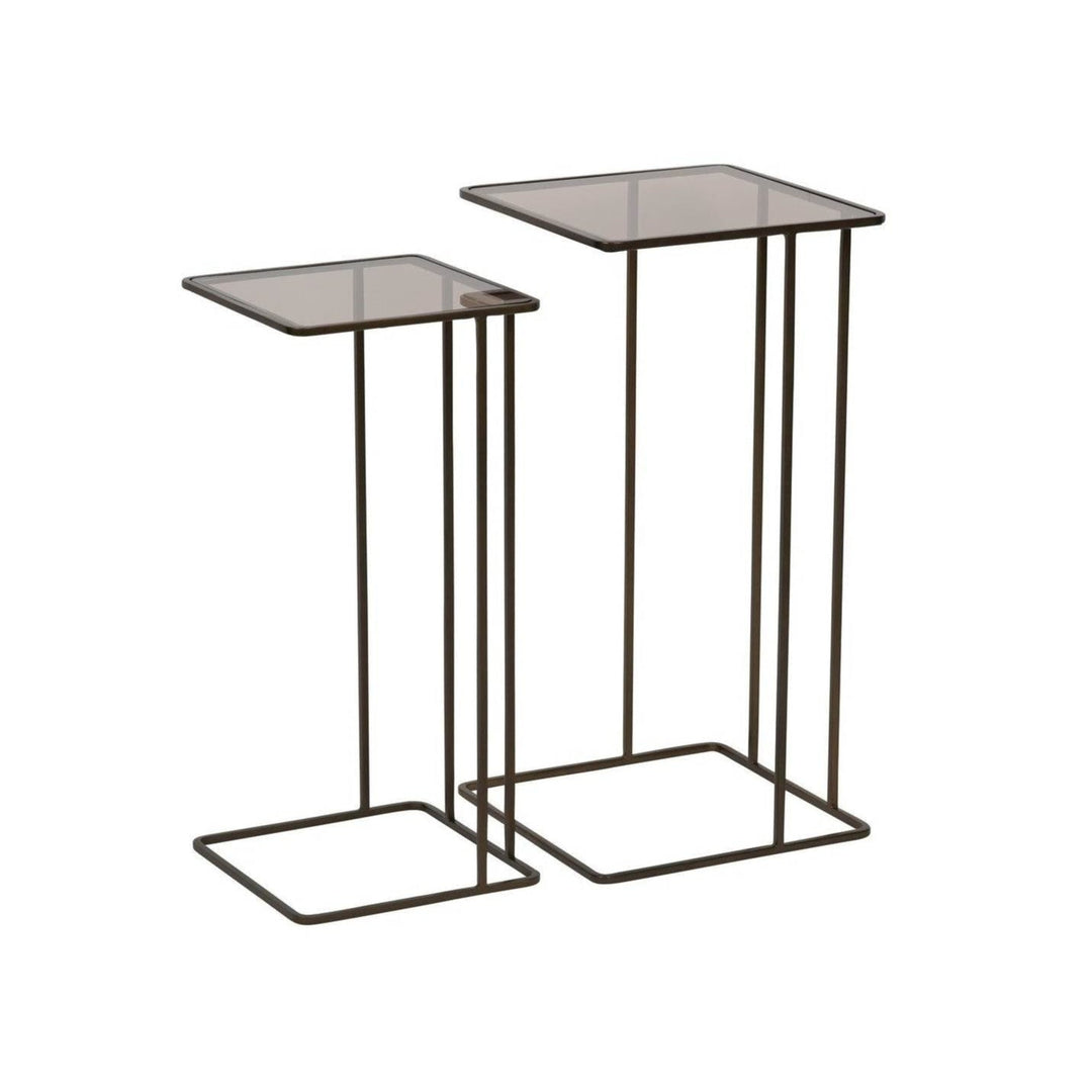 Salzburg Set of 2 Side Tables - Glass & Metal Libra 2