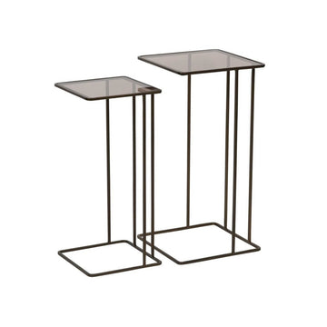 Libra Interiors Salzburg Set of 2 Glass and Metal Side Tables