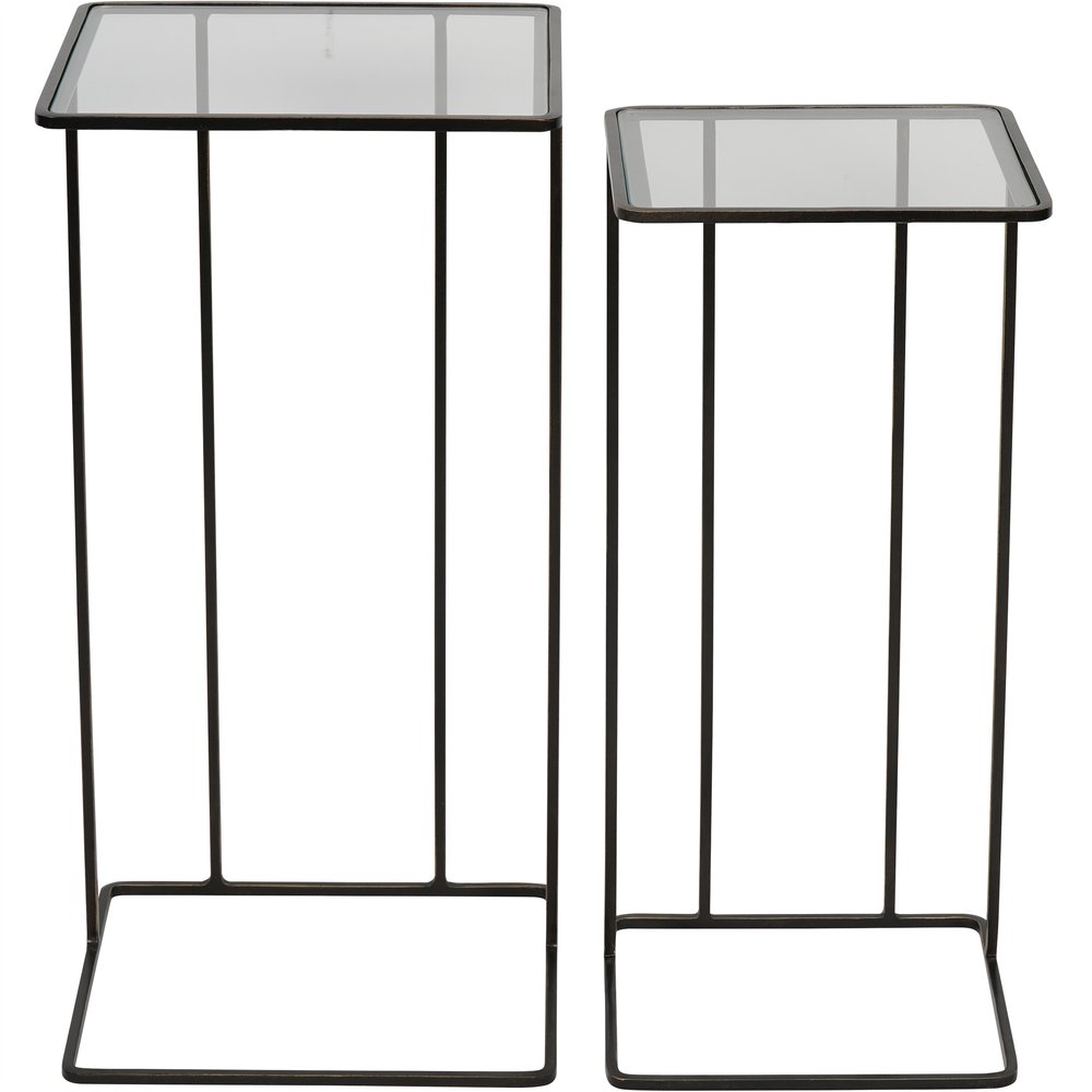 Linz Set of 2 Side Tables - Glass & Metal Libra 1