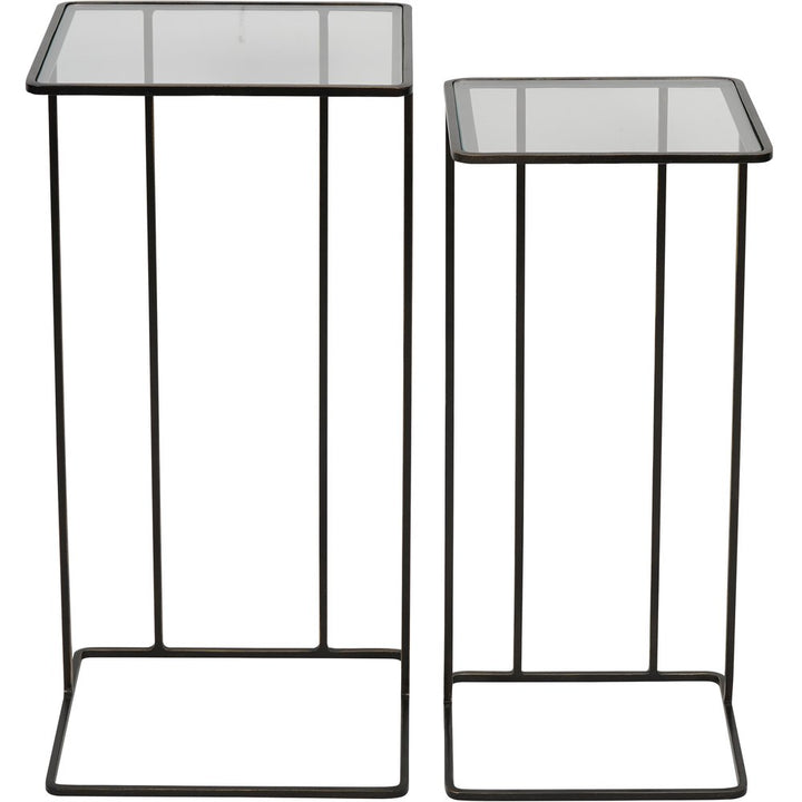 Linz Set of 2 Side Tables - Glass & Metal Libra 1