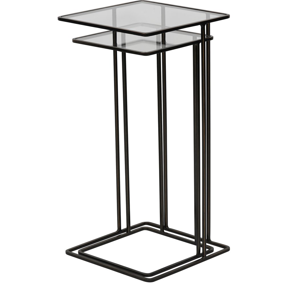 Libra Interiors Linz Set of 2 Glass and Metal Side Tables