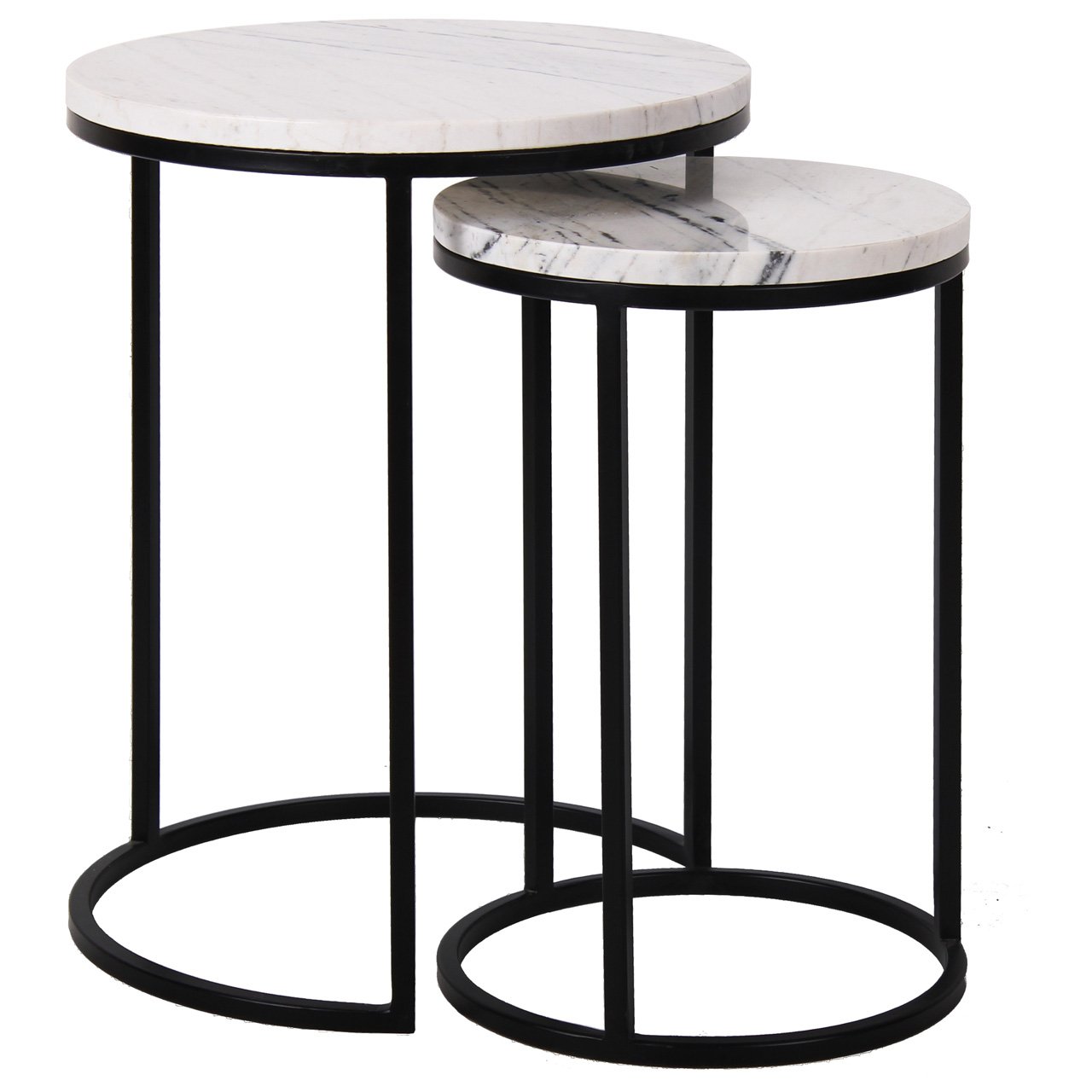 Richmond Set of 2 Lexington White Round With Black Legs Side Table