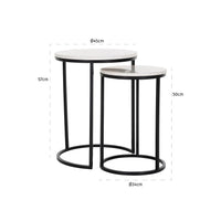 Richmond Set of 2 Lexington White Round With Black Legs Side Table