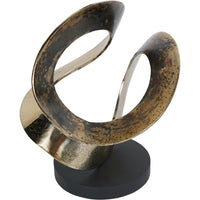 Libra Interiors Ribbon Knot Sculpture on Black Wooden Base