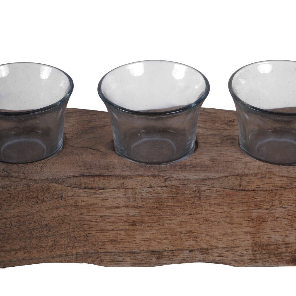 Libra Interiors Vintage Wood 5 Light Candle Holder